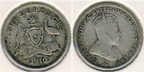 3 Penny Australia (1788 - 1939) Argento Edoardo VII (1841-1910)