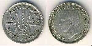 3 Penny Australia (1939 - ) Argento Giorgio VI (1895-1952)
