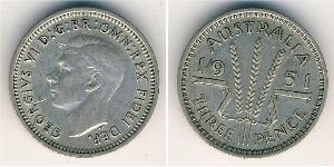 3 Penny Australia (1939 - ) Argento Giorgio VI (1895-1952)