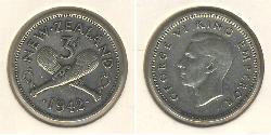 3 Penny Nuova Zelanda Argento Giorgio VI (1895-1952)