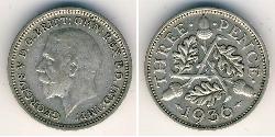 3 Penny Regno Unito (1922-) Argento Giorgio V (1865-1936)