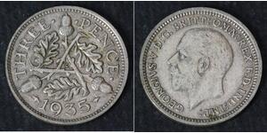 3 Penny Regno Unito (1922-) Argento Giorgio V (1865-1936)