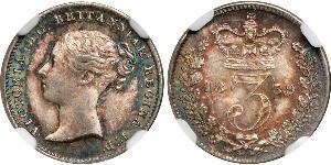 3 Penny Regno Unito di Gran Bretagna e Irlanda (1801-1922) Argento Vittoria (1819 - 1901)