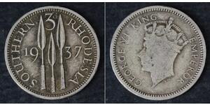 3 Penny Southern Rhodesia (1923-1980) Argento Giorgio VI (1895-1952)
