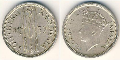 3 Penny Southern Rhodesia (1923-1980) Argento Giorgio VI (1895-1952)