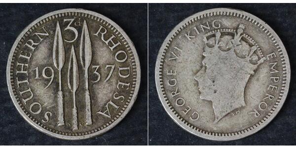 3 Penny Southern Rhodesia (1923-1980) Argento Giorgio VI (1895-1952)
