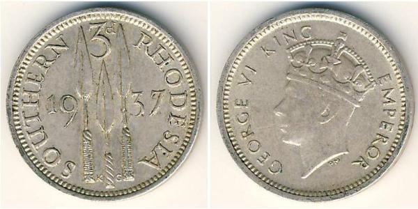 3 Penny Southern Rhodesia (1923-1980) Argento Giorgio VI (1895-1952)