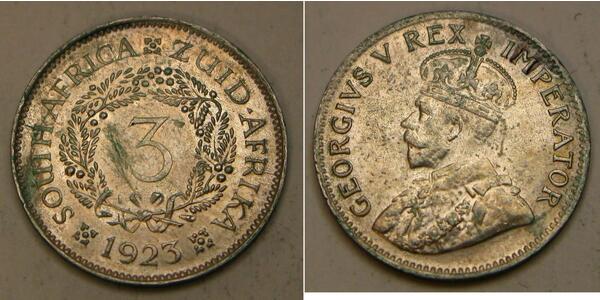 3 Penny Sudafrica Argento Giorgio V (1865-1936)