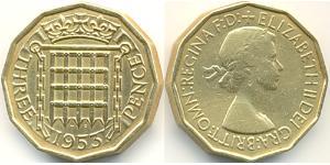 3 Penny Regno Unito (1922-) Bronzo Elisabetta II (1926-2022)