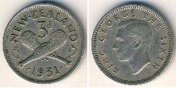 3 Penny New Zealand Copper/Nickel George VI (1895-1952)