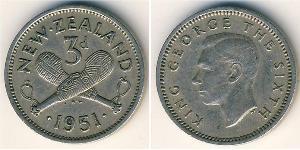 3 Penny New Zealand Copper/Nickel George VI (1895-1952)