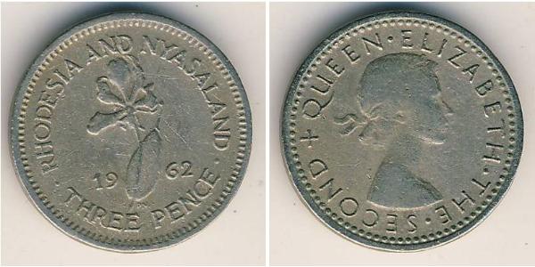 3 Penny Southern Rhodesia (1923-1980) Copper/Nickel Elizabeth II (1926-2022)