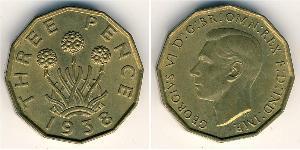 3 Penny Reino Unido Latón 