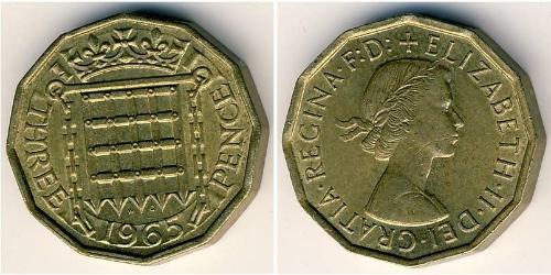 3 Penny Reino Unido Latón 