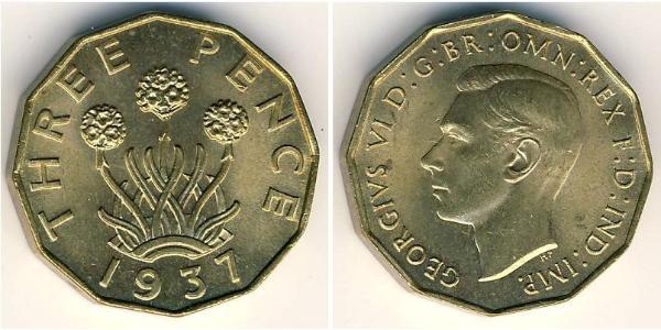 3 Penny Reino Unido Latón 