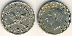 3 Penny Nueva Zelanda Níquel/Cobre Jorge VI (1895-1952)