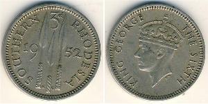 3 Penny Southern Rhodesia (1923-1980) Níquel/Cobre Jorge VI (1895-1952)