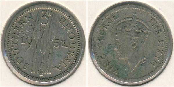 3 Penny Southern Rhodesia (1923-1980) Níquel/Cobre Jorge VI (1895-1952)