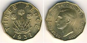 3 Penny Regno Unito  Ottone 