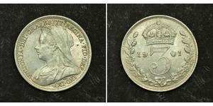 3 Penny Reino Unido Plata Victoria (1819 - 1901)