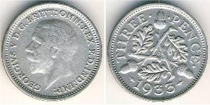 3 Penny Reino Unido (1922-) Plata Jorge V (1865-1936)