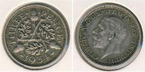 3 Penny Reino Unido (1922-) Plata Jorge V (1865-1936)