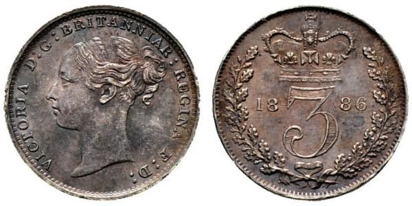 3 Penny Reino Unido de Gran Bretaña e Irlanda (1801-1922) Plata Victoria (1819 - 1901)