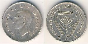 3 Penny Sudáfrica Plata Jorge VI (1895-1952)