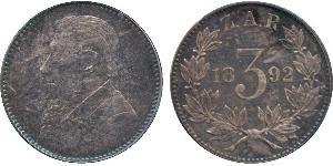 3 Penny Sudáfrica Plata Paul Kruger (1825 - 1904)