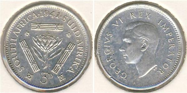 3 Penny Sudáfrica Plata Jorge VI (1895-1952)