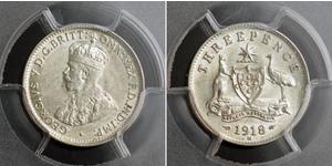 3 Penny Australien (1788 - 1939) Silber George V (1865-1936)