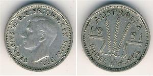 3 Penny Australien (1939 - ) Silber Georg VI (1895-1952)