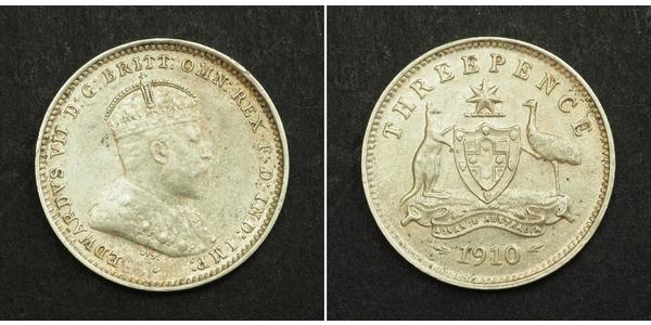 3 Penny Australia (1788 - 1939) Silver Edward VII (1841-1910)