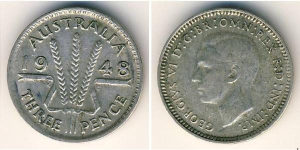 3 Penny Australia (1939 - ) Silver George VI (1895-1952)