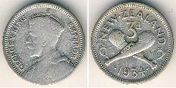 3 Penny New Zealand Silver George V of the United Kingdom (1865-1936)