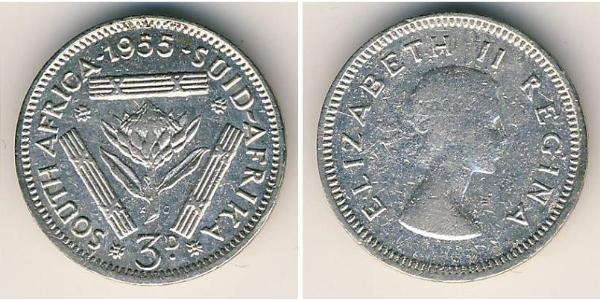 3 Penny South Africa Silver Elizabeth II (1926-2022)