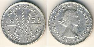 3 Penny Australia (1939 - )  Isabel II (1926-2022)