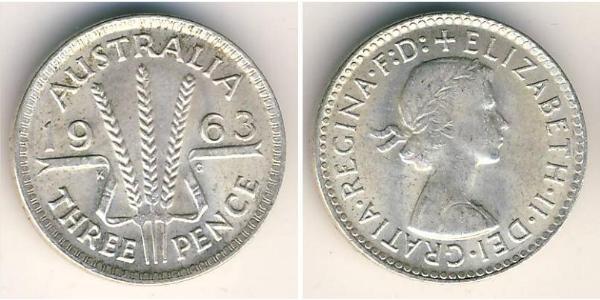 3 Penny Australia (1939 - )  Elisabetta II (1926-2022)