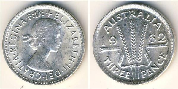 3 Penny Australia (1939 - )  Isabel II (1926-2022)