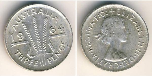 3 Penny Australia (1939 - )  Elisabetta II (1926-2022)