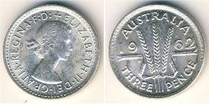 3 Penny Australie (1939 - )  Elizabeth II (1926-2022)