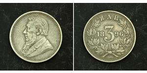 3 Penny South Africa 銀 保罗·克留格尔 (1825 - 1904)