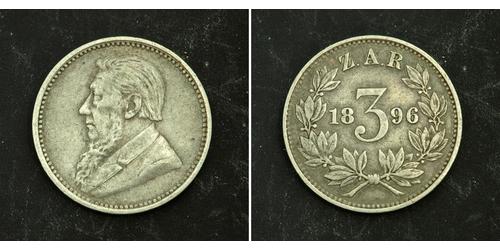 3 Penny South Africa 銀 保罗·克留格尔 (1825 - 1904)