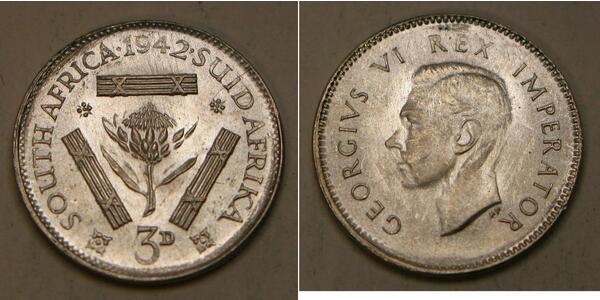 3 Penny South Africa 銀 乔治六世 (1895-1952)