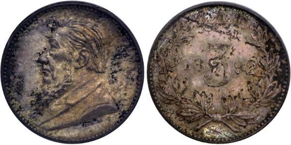 3 Penny South Africa 銀 保罗·克留格尔 (1825 - 1904)