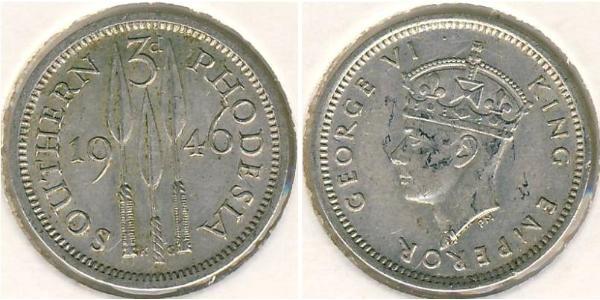 3 Penny 南羅德西亞 銀 乔治六世 (1895-1952)