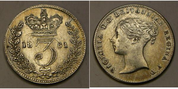 3 Penny 大不列颠及爱尔兰联合王国 (1801 - 1922) 銀 维多利亚 (英国君主)