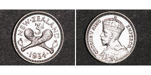 3 Penny 新西兰 銀 乔治五世  (1865-1936)