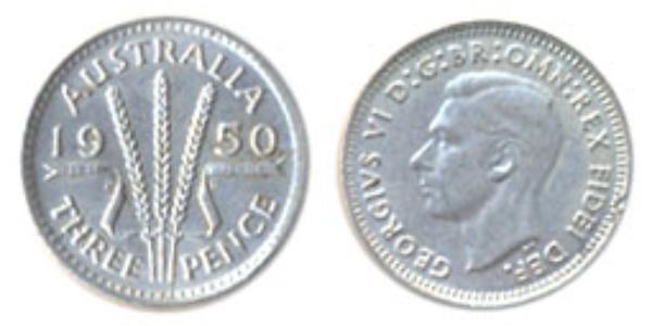 3 Penny 澳大利亚 銀 乔治六世 (1895-1952)