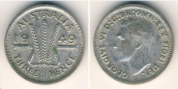 3 Penny 澳大利亚 銀 乔治六世 (1895-1952)